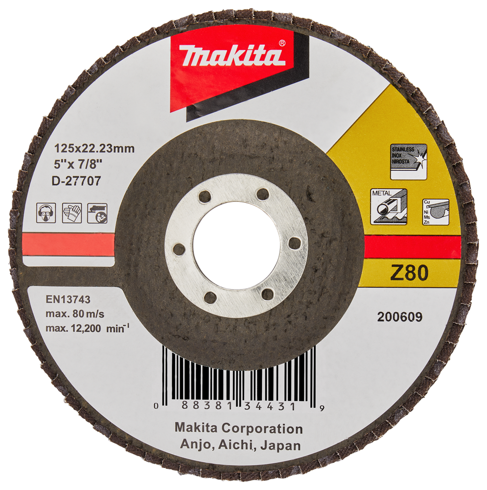 Accessori Makita disco abrasivo lamellare 125mm z80 - d-27707 d-27707