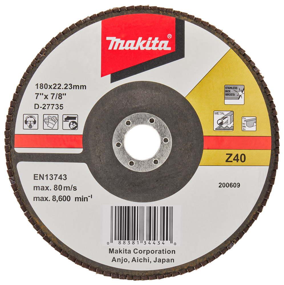 Accessori Makita disco abrasivo lamellare 180mm z40 - d-27735 d-27735