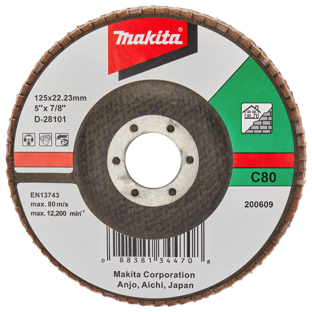 Accesorios Makita disco de lijado de solapa 125mm c80 - d-28101 - d-28101