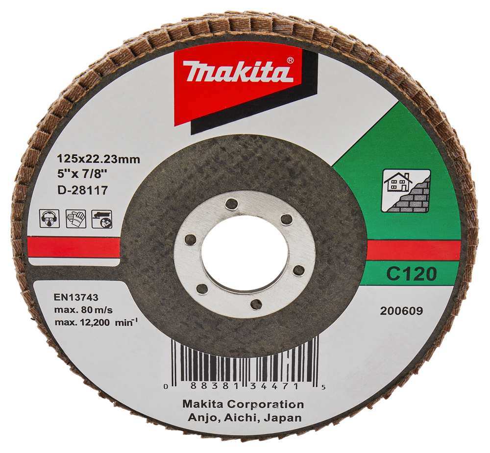 Accesorios Makita disco de lijado de solapa 125mm c120 - d-28117 - d-28117