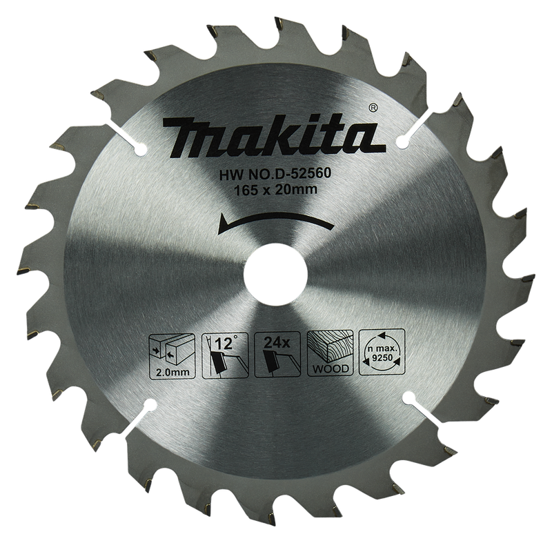 Makita accessoires cirkelzaagblad hout | standaard, 165x20x2,0 24t 3g - d-52560 - d-52560
