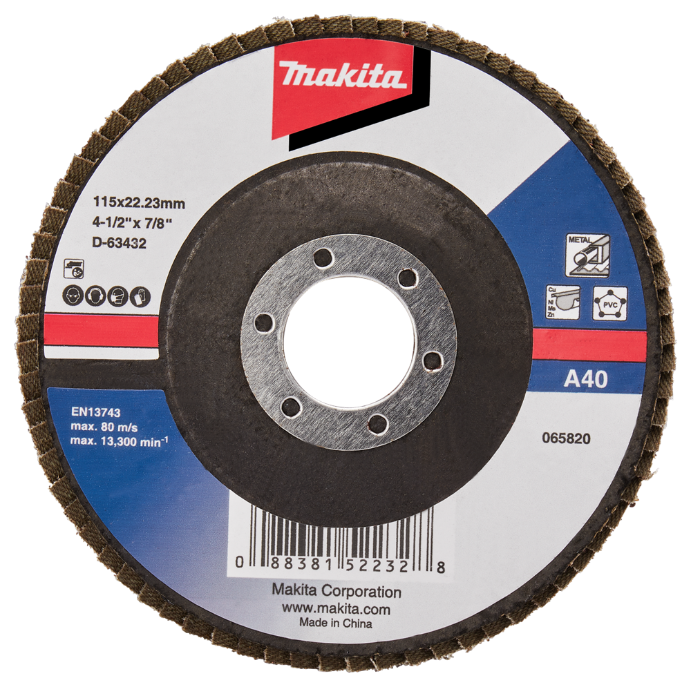 Accesorios makita disco de lijado de solapa 115 mm a40 - d-63432-10 d-63432-10