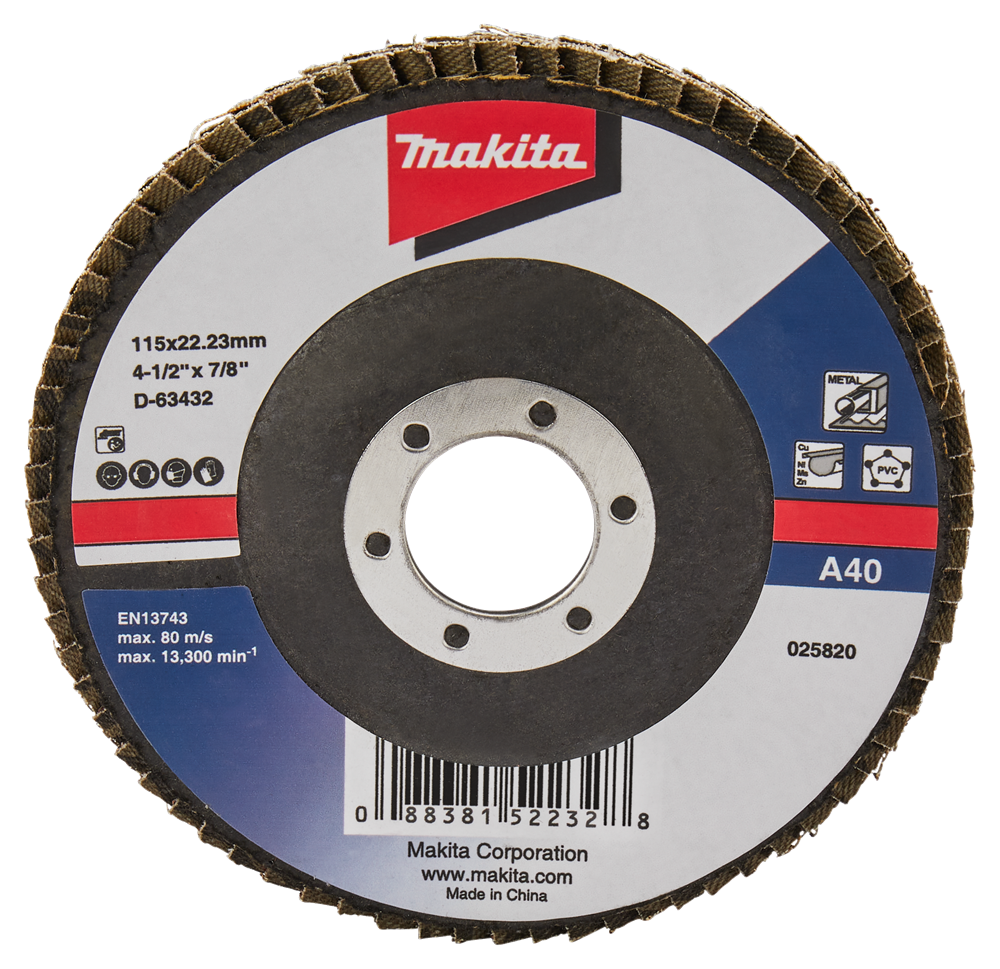 Accessori Makita disco abrasivo lamellare 115mm a40 - d-63432 d-63432