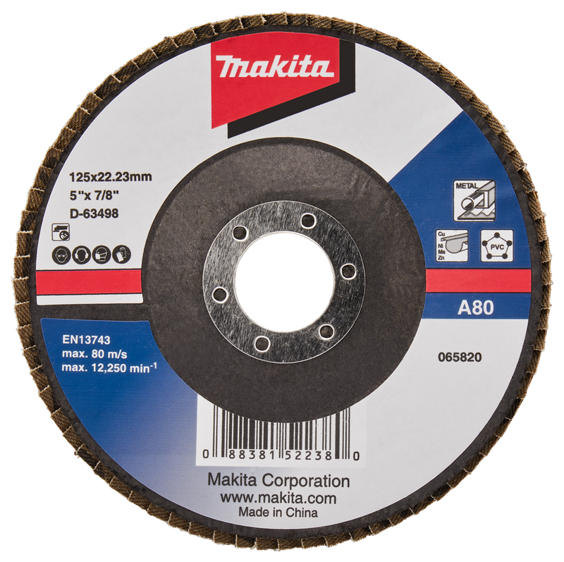 Accesorios makita disco de lijado de solapa 125 mm a80 - d-63498-10 d-63498-10