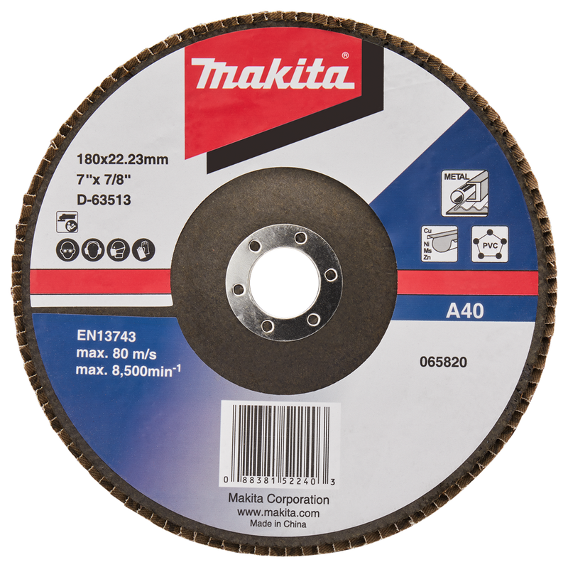 Accesorios makita disco de lijado de solapa 180 mm a40 - d-63513-10 d-63513-10