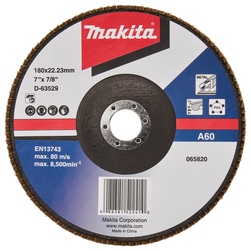 Accesorios Makita disco de lijado de solapa 180mm a60 - d-63529-10 d-63529-10