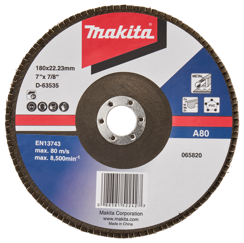 Accesorios Makita disco de lijado de solapa 180mm a80 - d-63535-10 d-63535-10