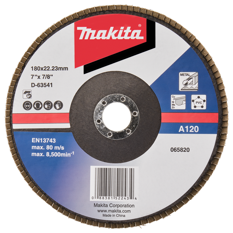 Accesorios Makita disco de lijado de solapa 180 mm a120 - d-63541-10 d-63541-10