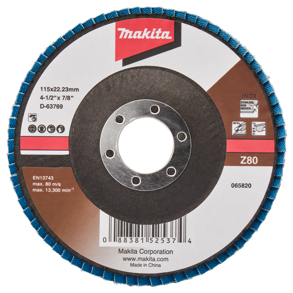 Accessori Makita disco abrasivo lamellare 115mm z80 - d-63769-10 d-63769-10