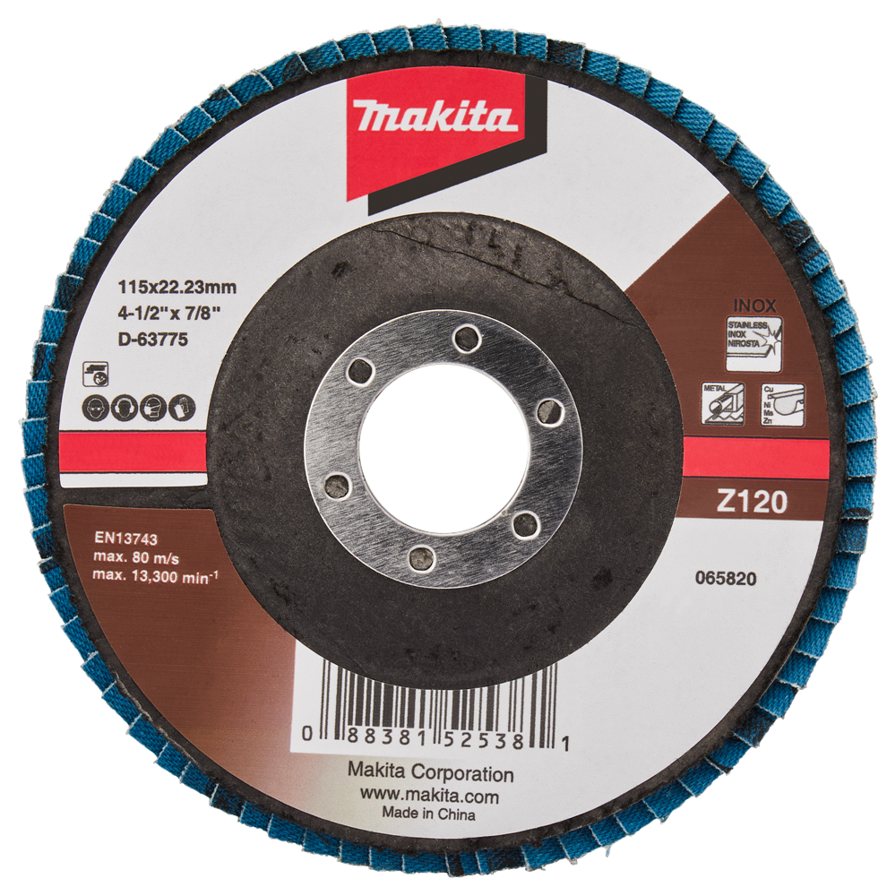 Accesorios Makita disco de lijado de solapa 115 mm z120 - d-63775-10 d-63775-10