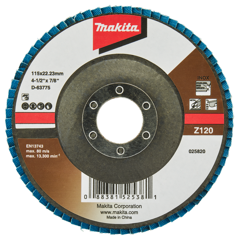 Accessori Makita disco abrasivo lamellare 115mm z120 - d-63775 d-63775