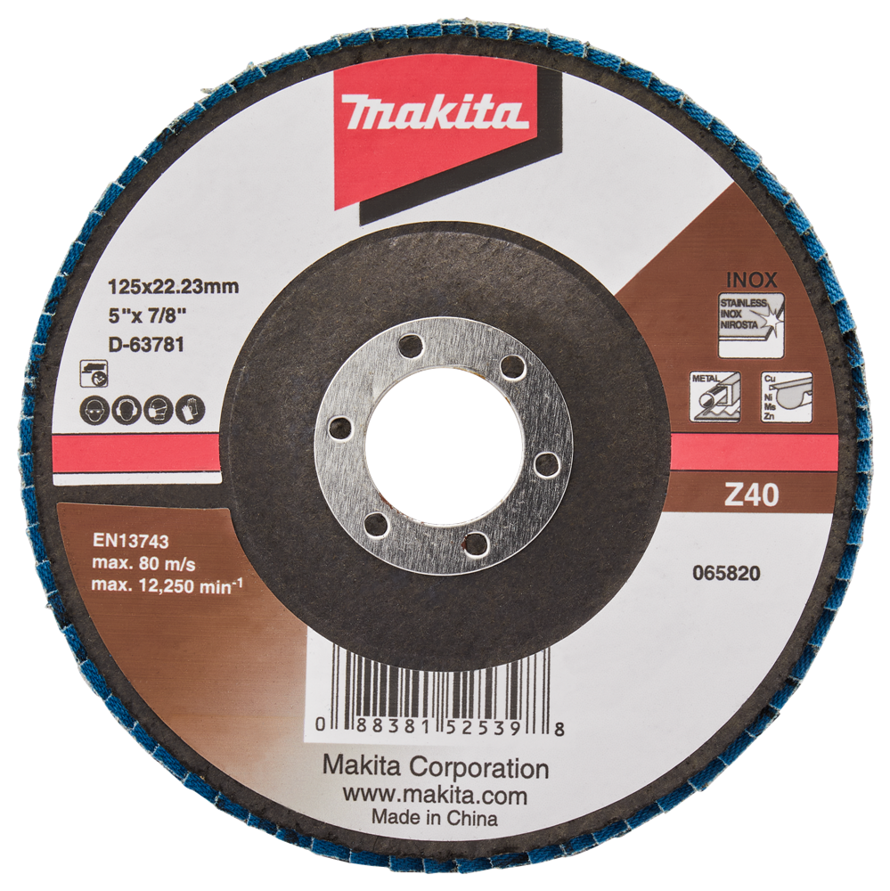 Accessori Makita disco abrasivo lamellare 125mm z40 - d-63781-10 - d-63781-10