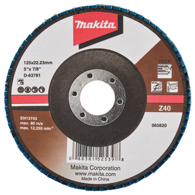 Accessori Makita disco abrasivo lamellare 125mm z40 - d-63781-10 - d-63781-10