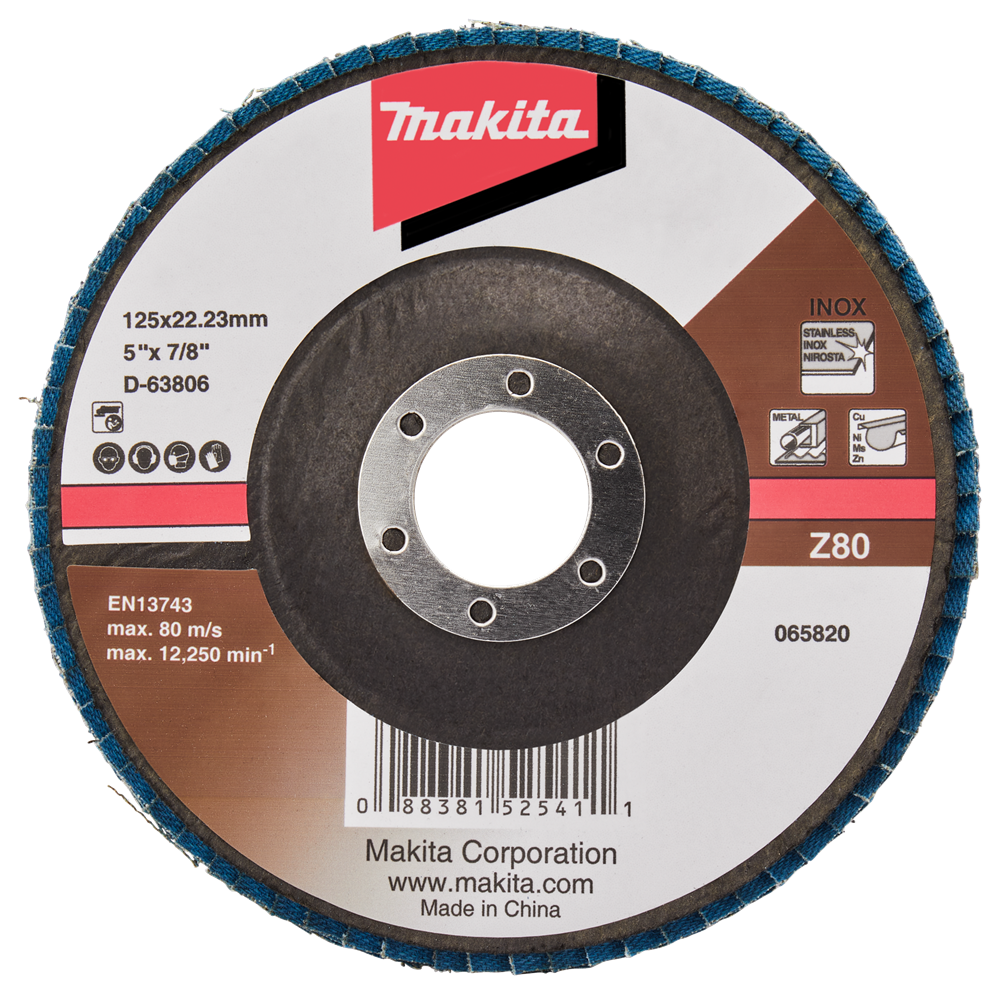 Accesorios Makita disco de lijado de solapa 125 mm z80 - d-63806-10 d-63806-10