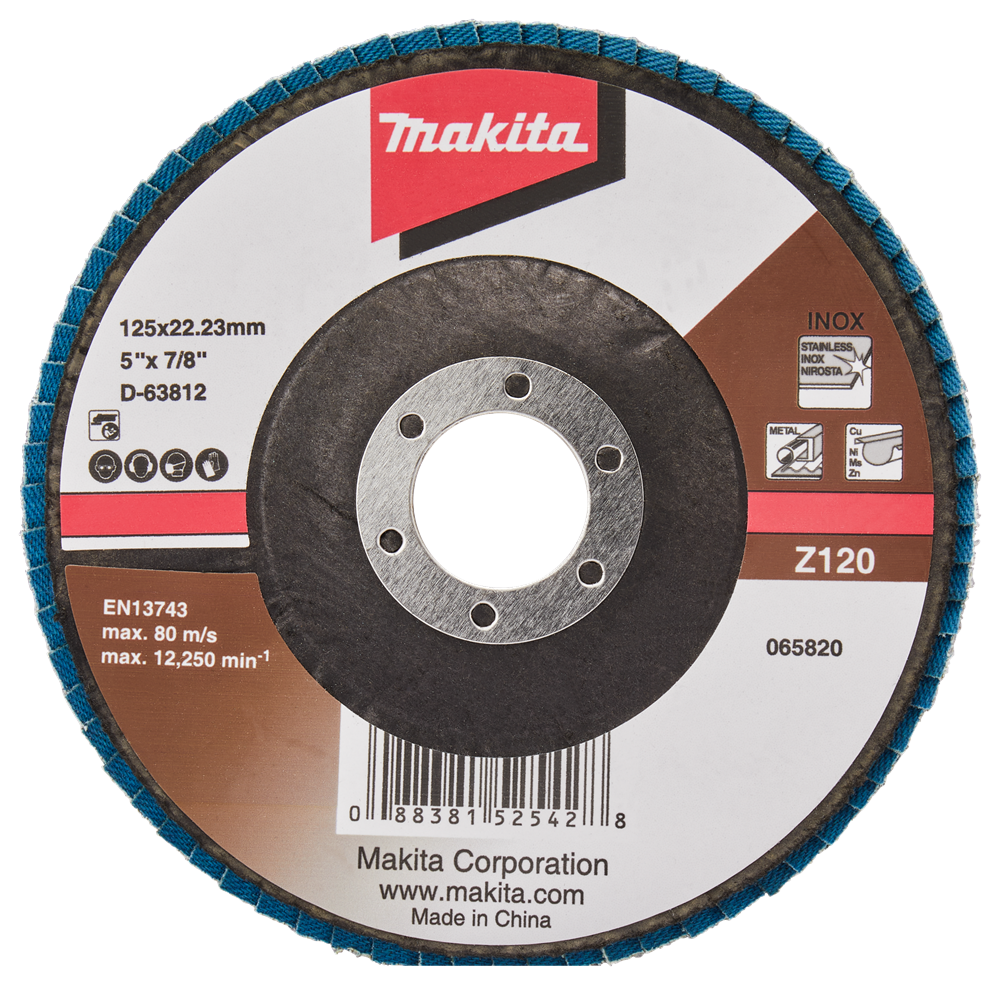 Accessori Makita disco abrasivo lamellare 125mm z120 - d-63812-10 d-63812-10