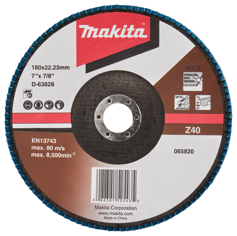Accesorios Makita disco de lijado de solapa 180 mm z40 - d-63828-10 d-63828-10