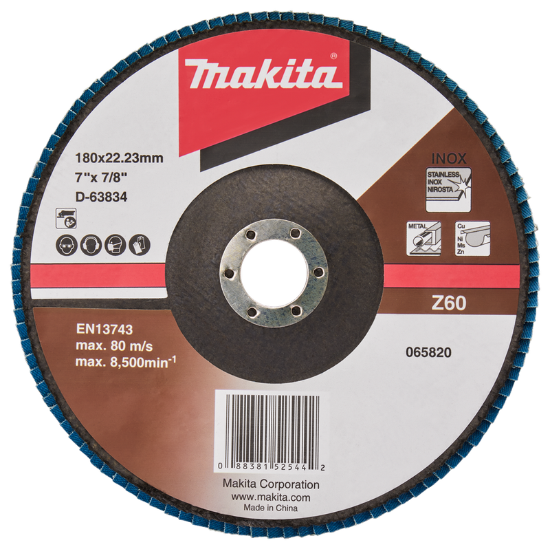 Accesorios Makita disco de lijado de solapa 180mm z60 - d-63834-10 d-63834-10