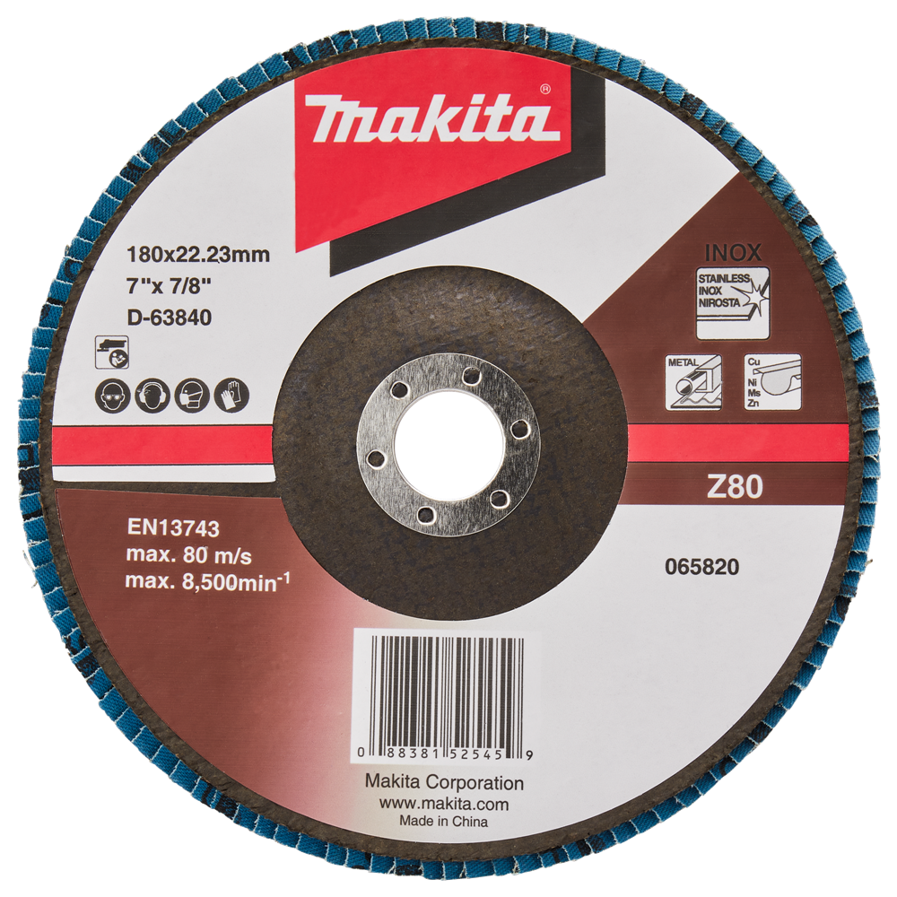 Accesorios Makita disco de lijado de solapa 180 mm z80 - d-63840-10 d-63840-10