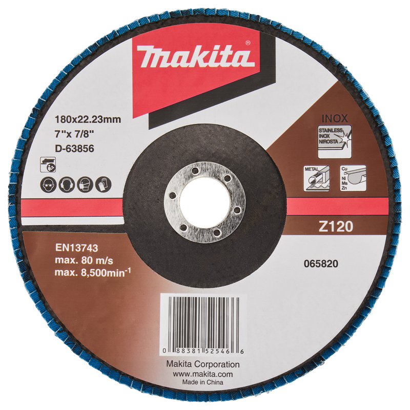 Accesorios Makita disco de lijado de solapa 180 mm z120 - d-63856-10 d-63856-10
