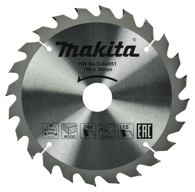 Accesorios Makita hoja de sierra circular para madera | estándar, 190x30x2.2 t24 15g - d-64951 - d-64951