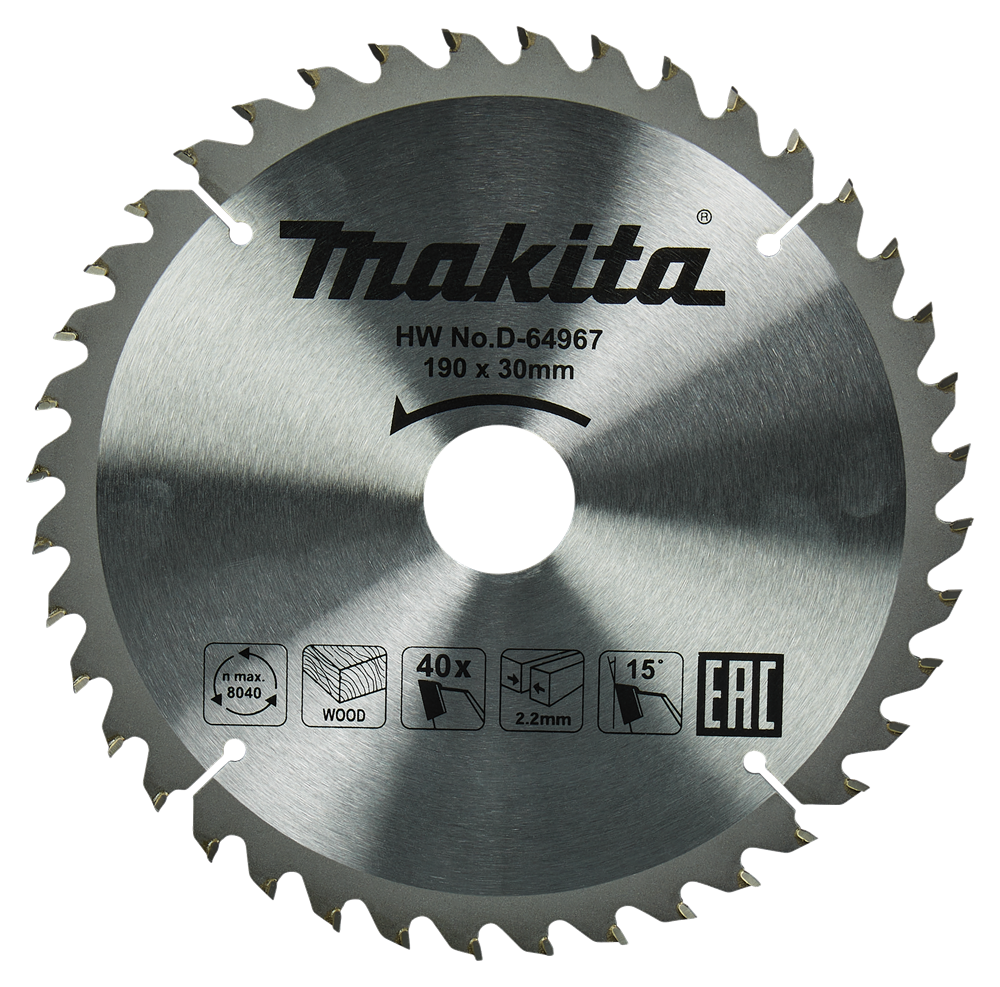 Accessori Makita lama per sega circolare legno | standard, 190x30x2,2 40t 15g - d-64967 - d-64967