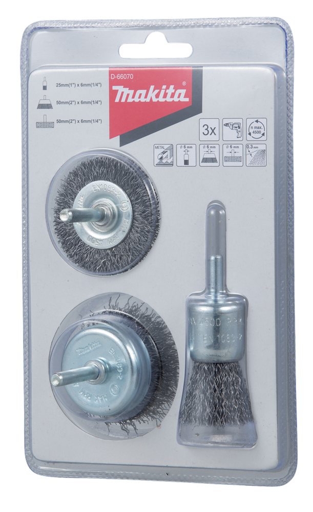 Accesorios Makita juego de cepillos de 3 piezas - d-66070 - d-66070