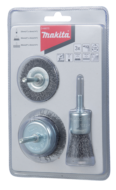 Accesorios Makita juego de cepillos de 3 piezas - d-66070 - d-66070