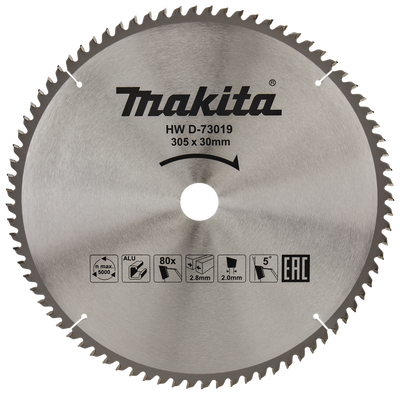 Accesorios Makita hoja de sierra transversal de aluminio | estándar, 305x30x2.8 80t 5g - d-73019 d-73019