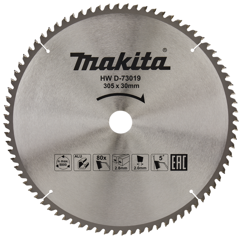Accesorios Makita hoja de sierra transversal de aluminio | estándar, 305x30x2.8 80t 5g - d-73019 d-73019