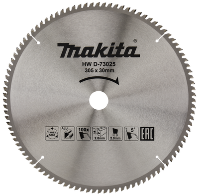 Accesorios Makita hoja de sierra transversal de aluminio | estándar 305x30x2.8 100t 5g - d-73025 d-73025