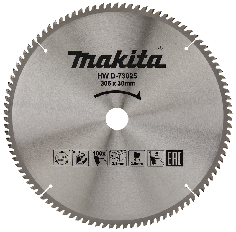 Accesorios Makita hoja de sierra transversal de aluminio | estándar 305x30x2.8 100t 5g - d-73025 d-73025