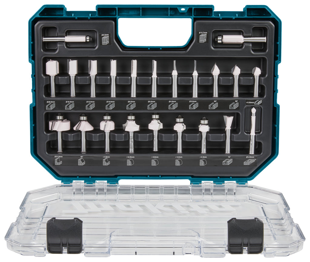 Accesorios Makita d-74778 | juego de fresado | 8 mm | 22 piezas | en estuche de plástico - d-74778