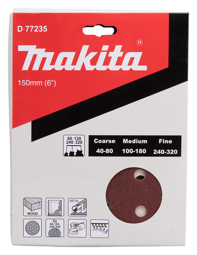 Accessori Makita disco abrasivo 150mm velcro rosso - d-77235 d-77235