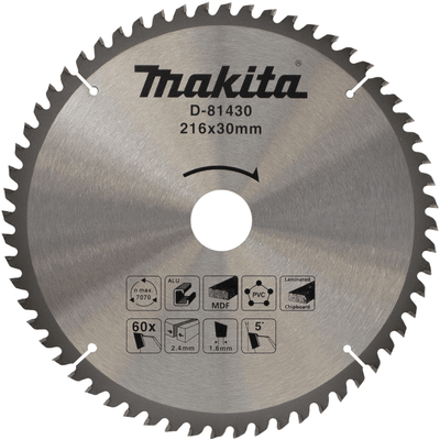 Accessori Makita lama per sega a taglio trasversale d-81430 | materiali vari | 216x30x2,4 | 60t | 5g-d-81430