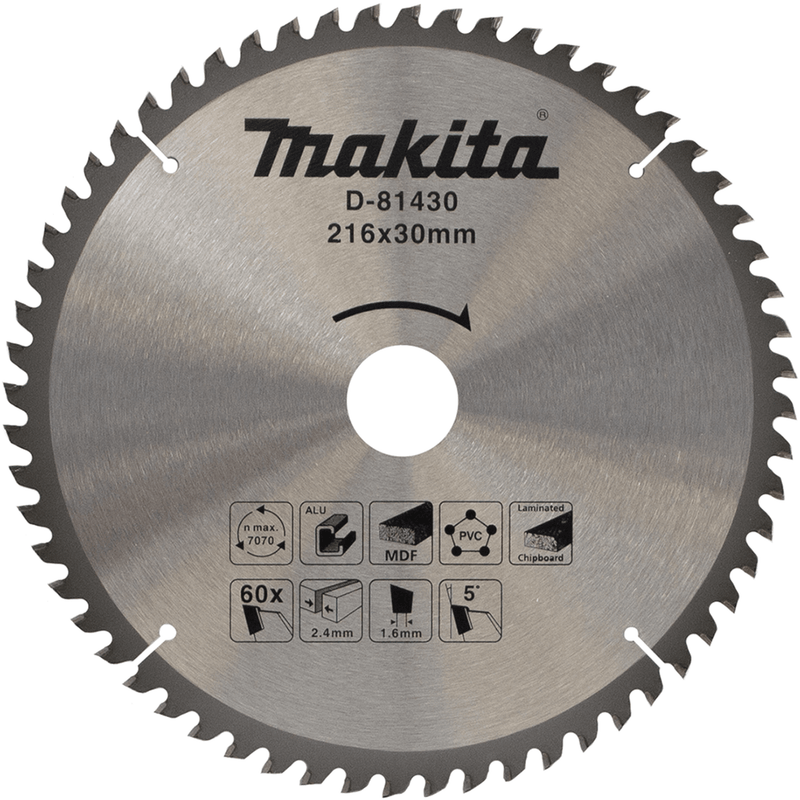 Makita accessoires d-81430 afkortzaagblad | div. materialen | 216x30x2,4 | 60t | 5g - d-81430