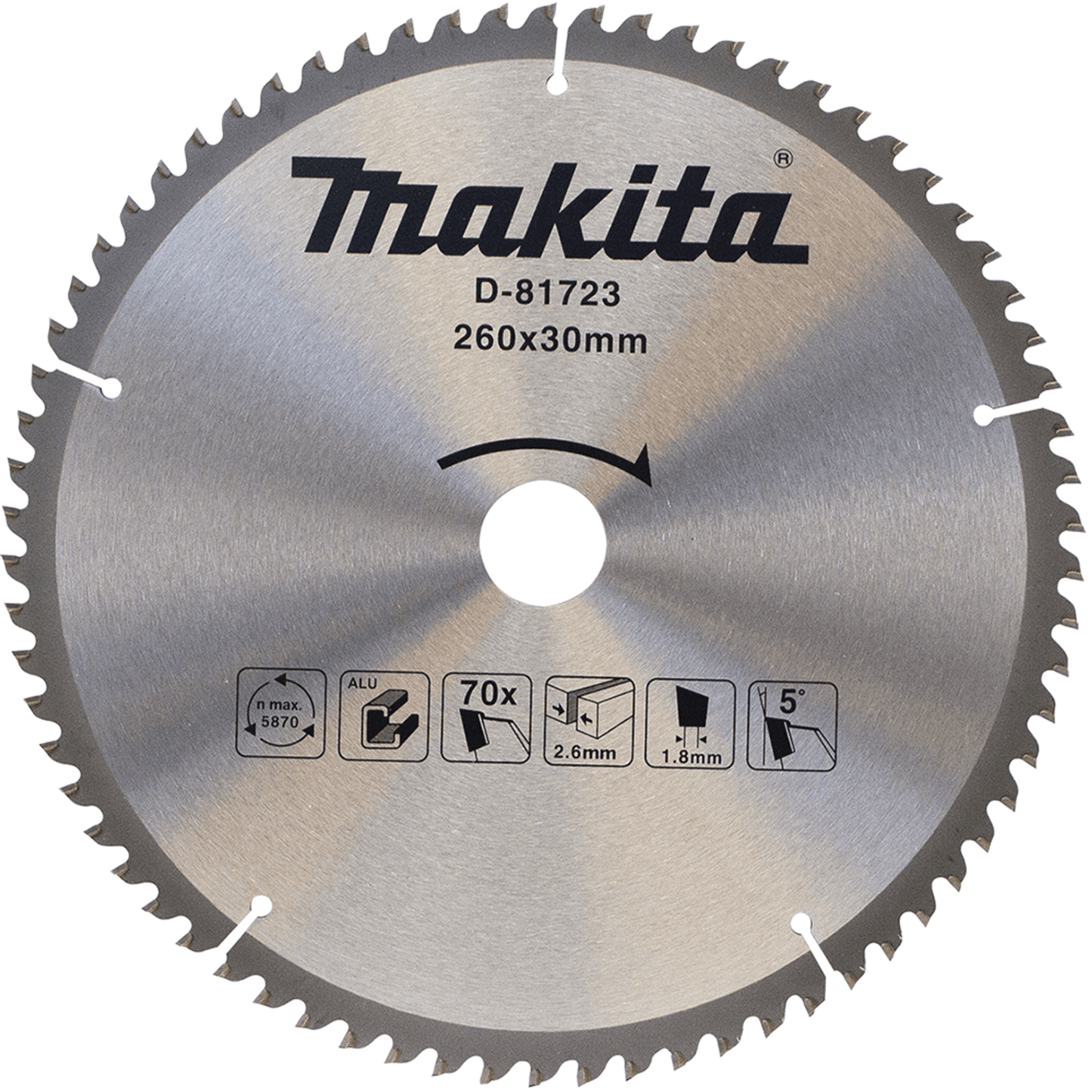 Accessori Makita lama per sega trasversale in alluminio | standard 260x30x2,8 70t 5g - d-81723