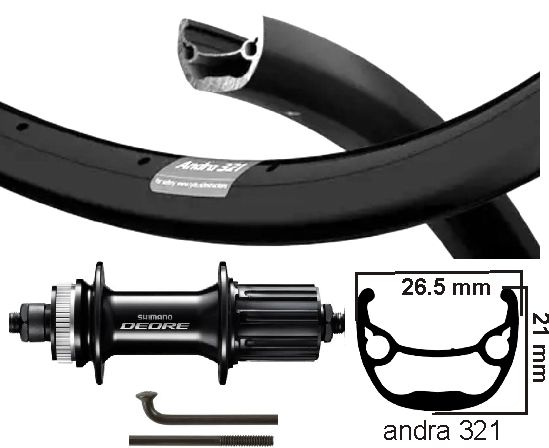 Kgs achterwiel 28 inch (622) velg andra 321 zwart cassette 8-10 v disc
