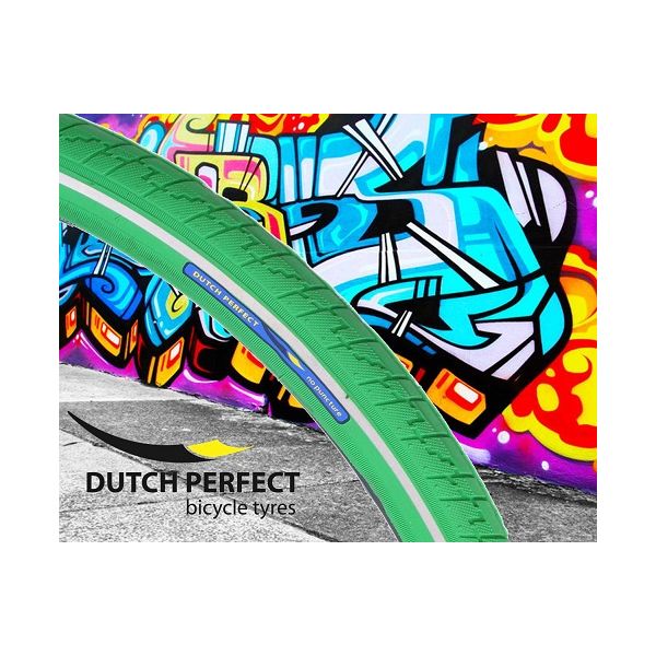 Neumático holandés de holandés Perfecto 28 x 1.40 40-622 mm anti-lok verde con reflexión