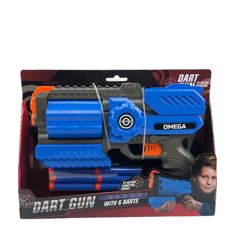 Lancia dardi omega con 6 dardi blu 25 cm