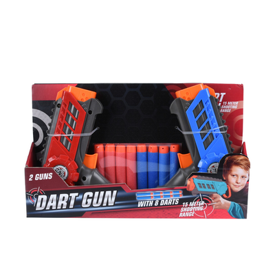 Juego de pistola de dardos con 8 dardos de 13cm.