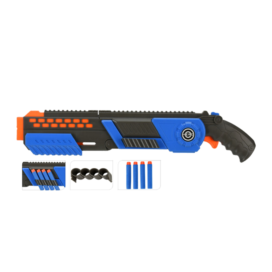 Fucile Dart Gun con 4 dardi blu 47,5 cm