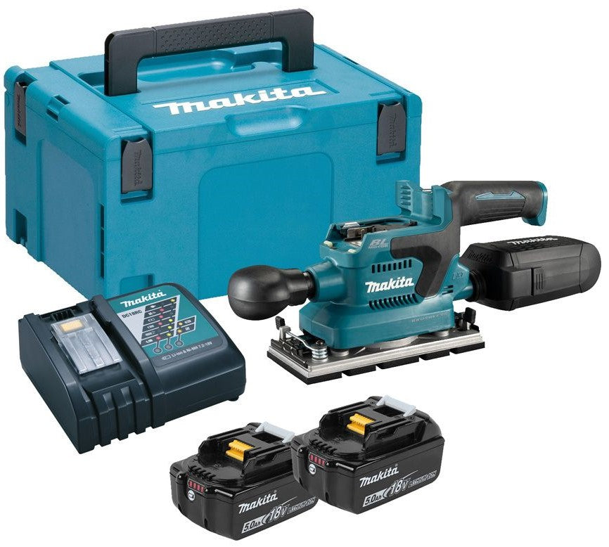 Makita dbo380rtj | levigatrice orbitale a batteria | 18v| ioni di litio | 2 batterie da 5,0 Ah + caricabatterie rapido | in mbox-dbo380rtj