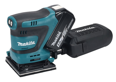 Lijadora orbital de palma inalámbrica Makita dbo480rtj | 18v | 2 baterías de 5,0 ah + cargador rápido | en mbox-dbo480rtj