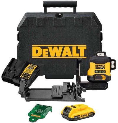 Láser de líneas cruzadas autonivelante Dewalt dcle34031d1-qw | 3x360° | rayo verde | 18 voltios | 2.0ah li-ion + cargador - dcle34031d1-qw