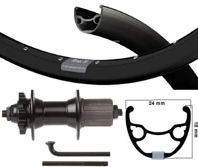 Rueda trasera KGS 28 pulgadas (622) Rim Spaak Cassette negro 8-10 disco