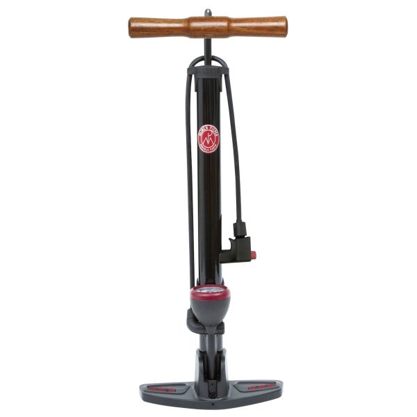 Pompa per biciclette mijnenpieper attorno alla pressione retrò con testa della pompa universale e nanometro - 165 psi 11 bar - nero