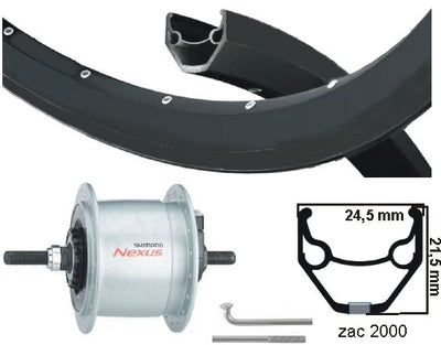 Kgs voorwiel 28 inch (622) zac2000 zwart naafd en r.brake rvs vaste as