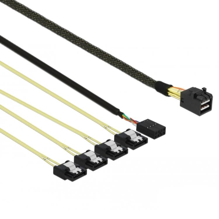 Delock Mini SAS HD SFF-8643> 4x SATA 7 PIN REVERS + SID