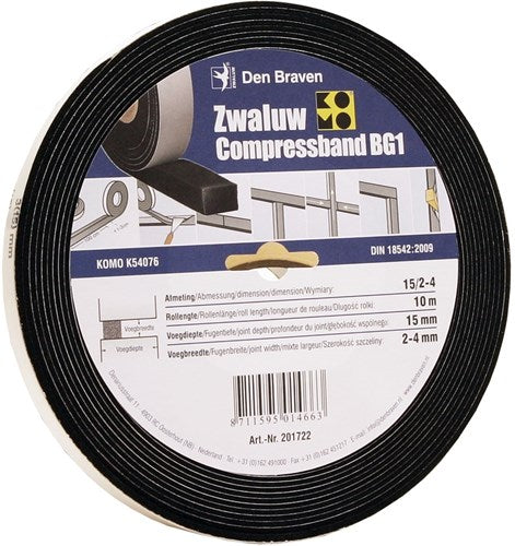 Fascia compressa Den Braven Rondine 15 4 15x20 mm rotolo da 8 m - 201723 - 201723