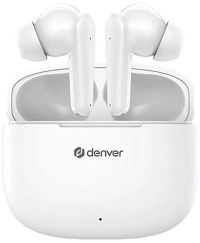 Auricolari wireless Bluetooth Denver compatti + custodia di ricarica bianchi - 7120860